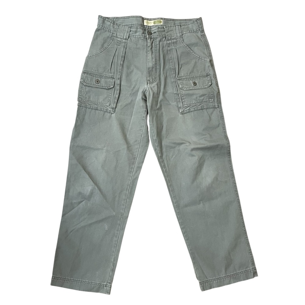 Men’s Cabela's Green 7 Pocket Outdoor Hiker Cargo Khakis Pants 34/30 100% Cotton